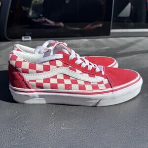 Vans Old Skool Shoes Mens Size 5 Womens 6.5 Red White Checkerboard Skate‎ Low